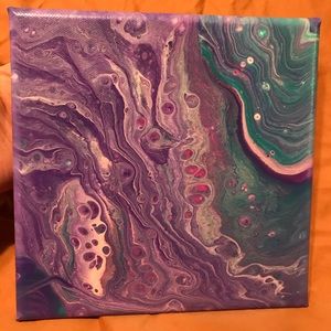 “Purple Sands” 8x8 Acrylic Pour Painting